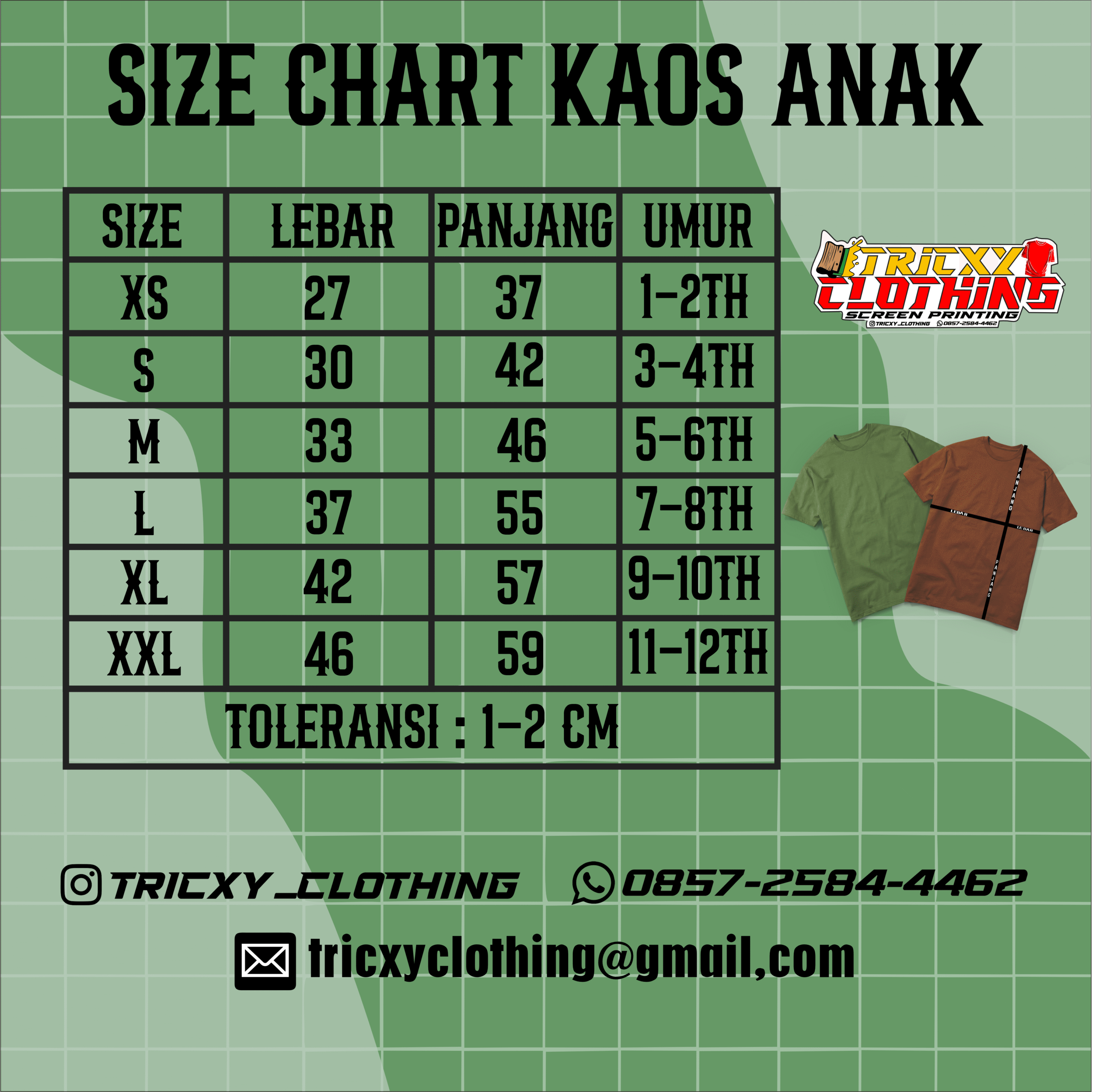 size anak