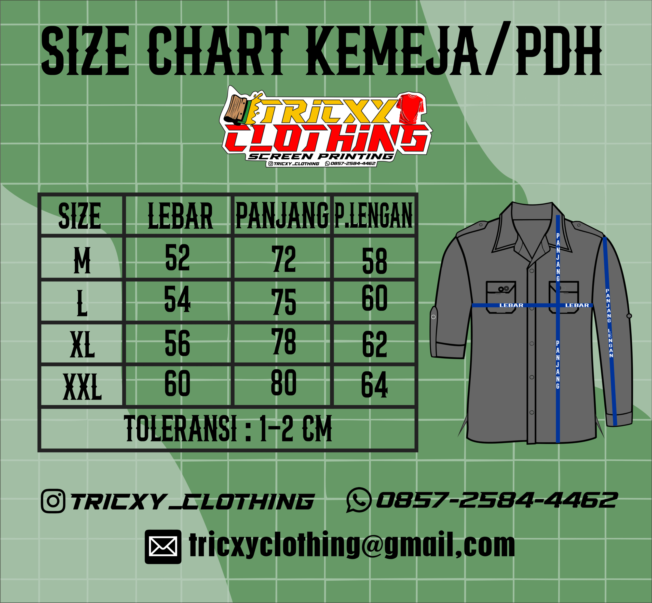 size kemeja